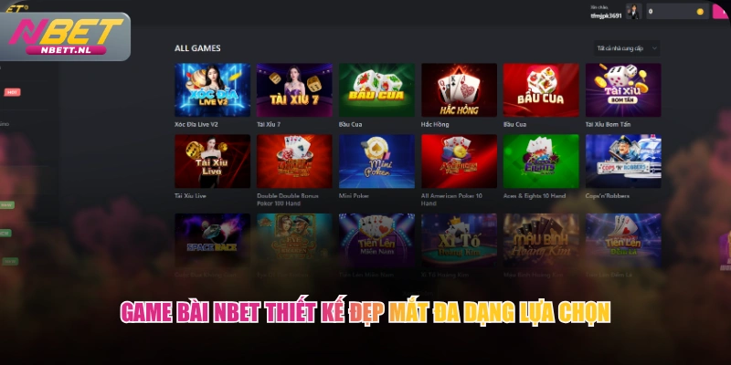 Game Bài NBET thiết kế đẹp mắt đa dạng lựa chọn