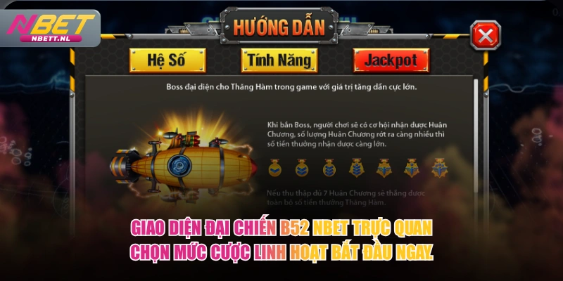 Giao diện Đại Chiến B52 NBET trực quan chọn mức cược linh hoạt bắt đầu ngay.