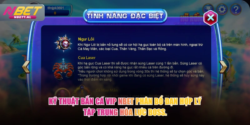 Kỹ thuật Bắn Cá VIP NBET phân bổ đạn hợp lý tập trung hỏa lực boss.