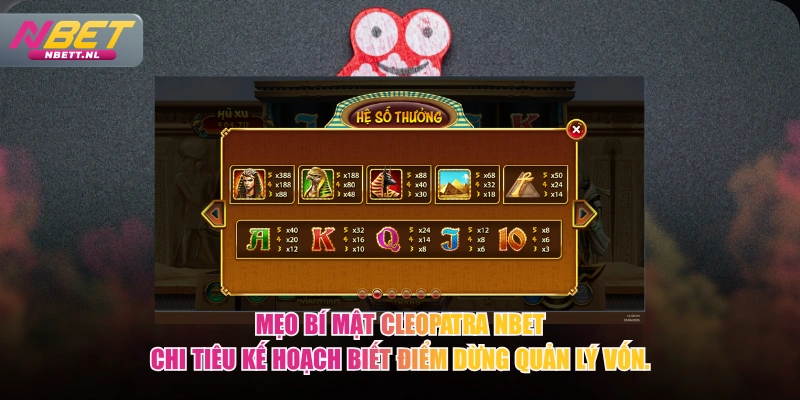 Mẹo Bí Mật Cleopatra NBET chi tiêu kế hoạch biết điểm dừng quản lý vốn.