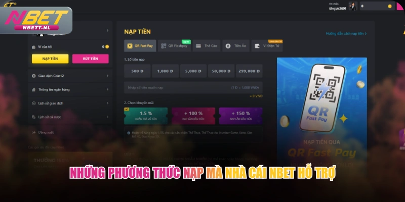 Những phương thức nạp mà nhà cái NBET hỗ trợ