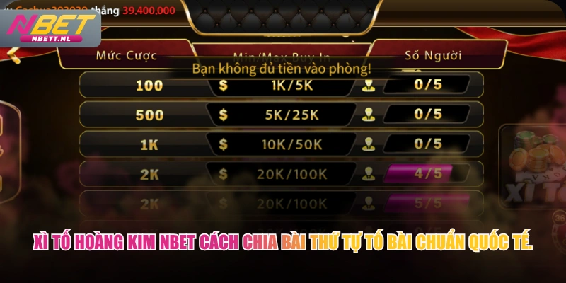 Xì Tố Hoàng Kim NBET cách chia bài thứ tự tố bài chuẩn quốc tế.